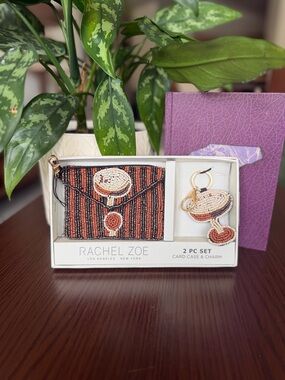 Rachel Zoe Beaded Card Case & Charm Set - Espresso Martini